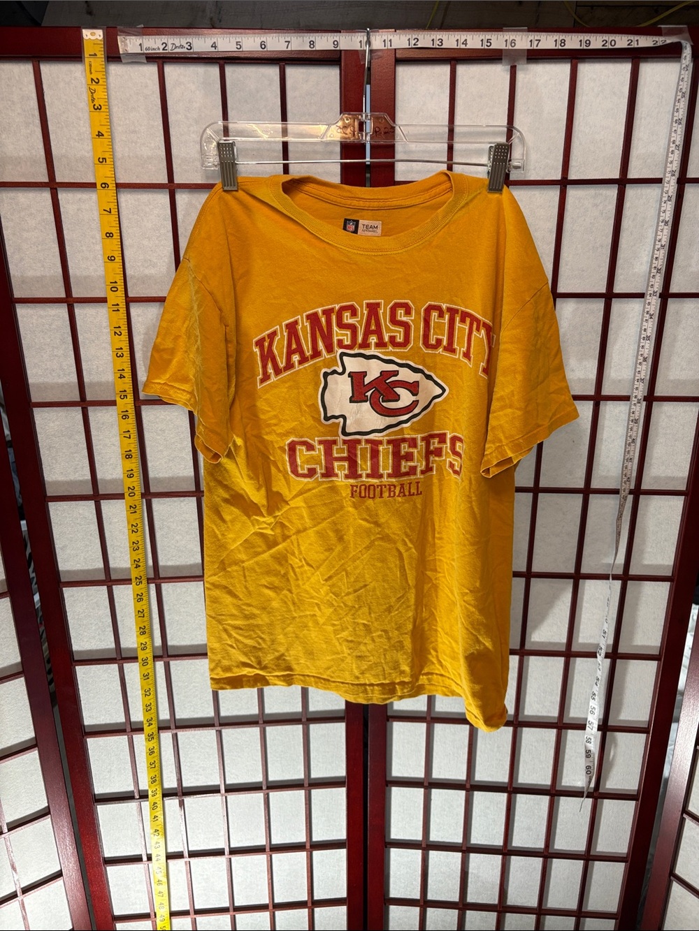 Team Apparel Kansas City Chiefs Yellow Short Sleeve Tee with Red and White Logo